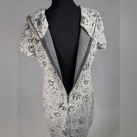 Calvin Klein Floral Knit Jacquard Sheath Dress-Gray-‎ size12 - Picture 3 of 10